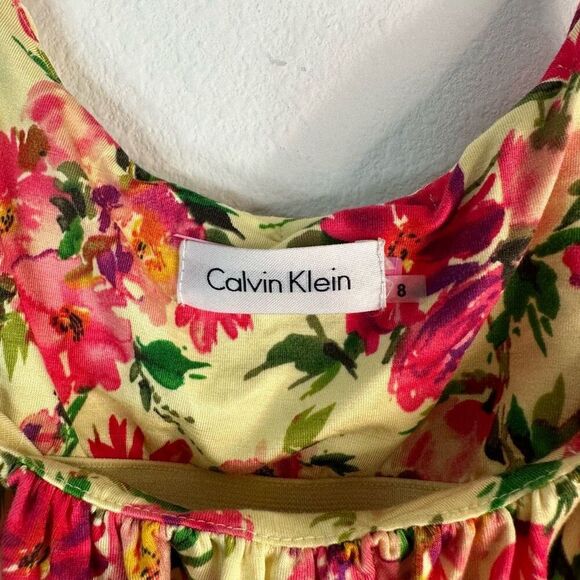 Calvin Klein Strappy Floral Mini Dress Womens 8 Feminine Coastal Fairycore Chic - Picture 4 of 9